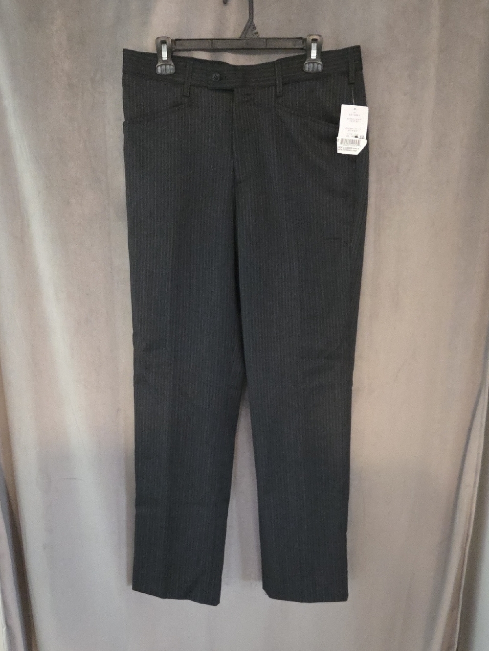 NWT Men's Size 34 Pinstripe Dress Pants in Dark Gray